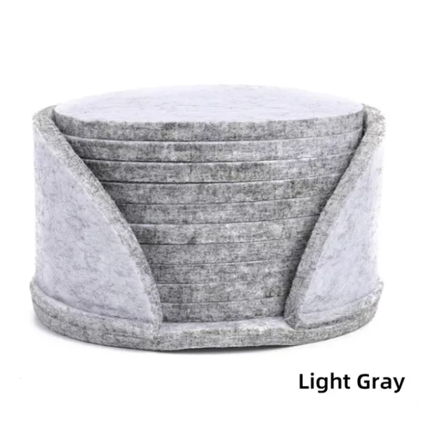 Dessous de verre rond en feutre sous-tasse protection de table - 11 pièces - Gris clair - Madomio