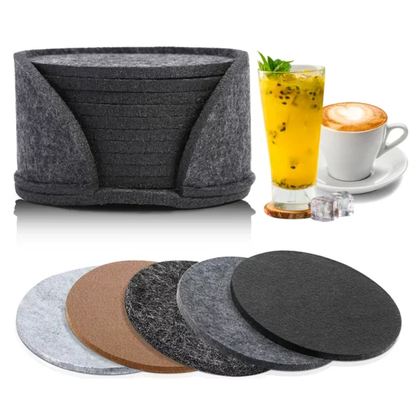 Dessous de verre rond en feutre sous-tasse protection de table - 11 pièces - Madomio