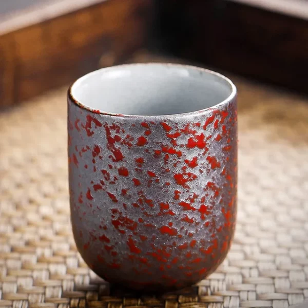 Tasse à café 125ml en céramique grossière porcelaine - Gris rouge - Madomio